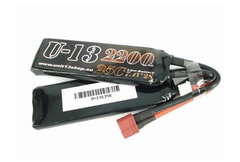 U-13 LiPo 7,4v 2200mAh 25C Split Flat Pack DEANS 110x35x6mm