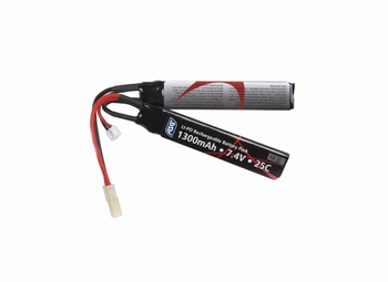 ASG LiPo 7.4v 1300mAh 25c 2split Gen 2 21.5x14.4x130mm