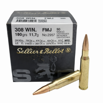 S&B 308 Win 180grain FMJ 50rds (bulk)