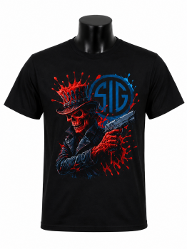 Sig Skull with gun red/blue Large