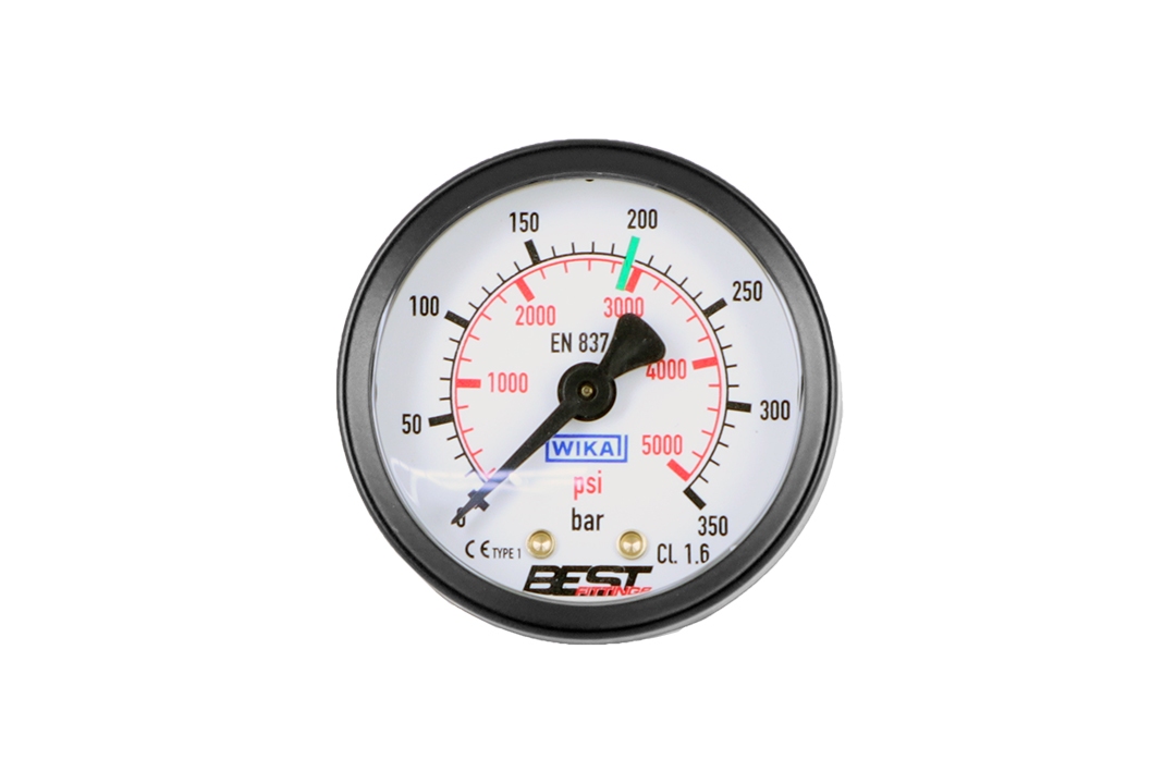 Best Fittings Gauge 50mm, 0-350BAR, 1/8 BSP w/ O-Ring Stem